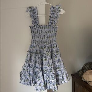 The Charlotte Nap Dress - Blue Block Print